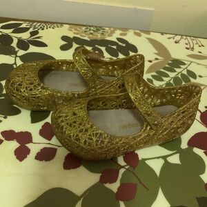 mini melissa campana gold shoes